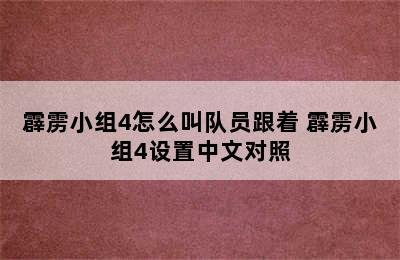 霹雳小组4怎么叫队员跟着 霹雳小组4设置中文对照